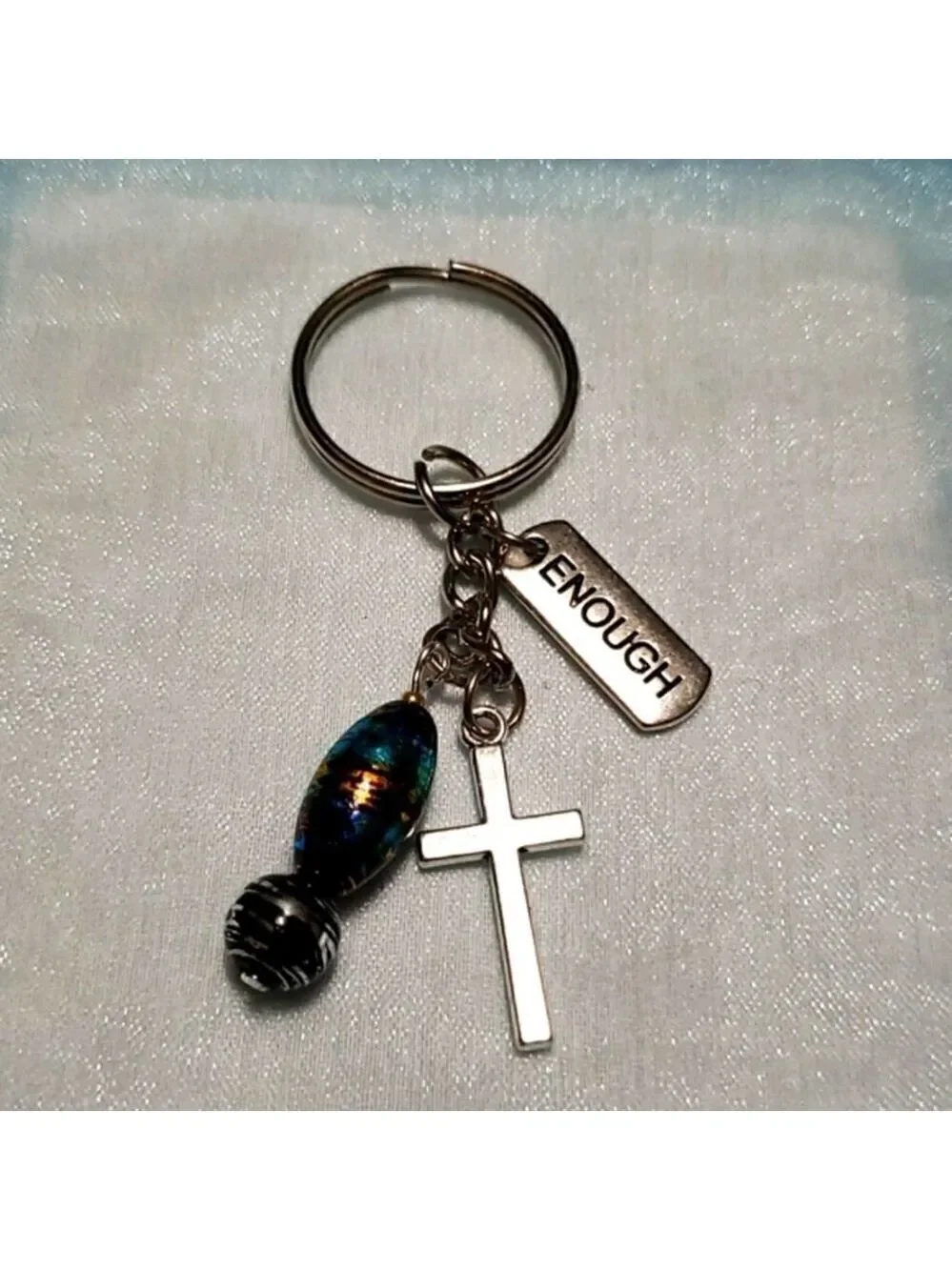 Key Chaim Be Enough Green and Gold Handmade in USA World Shipping